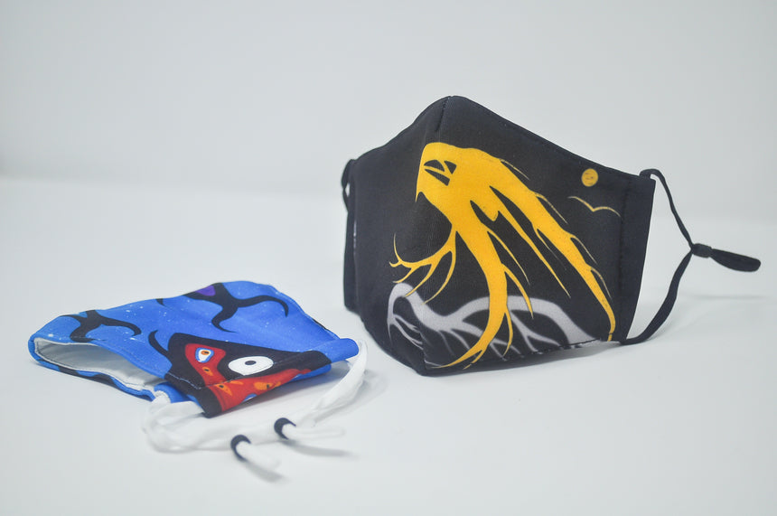 Yellow Eagle Over Sleeping Giant & Kigoo Art Print Mask Set